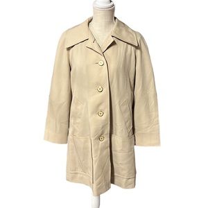Samuel Martin Long Sleeve Button Up Rainwear Coat Tan Womens Size 12 Made In USA